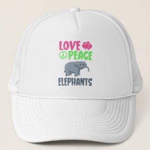 Casquette Aimer Paix Eléphants Cute Zoo Animaux Eléphants