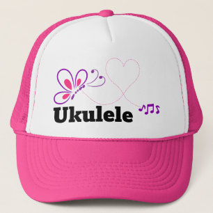 Casquette Aimer Ukulele Pink Purple Papillon Coeur