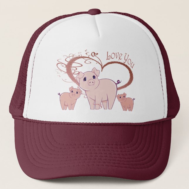 Casquette Aimez-vous, art mignon de Piggies (Devant)