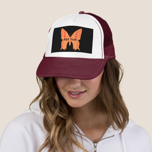 Casquette Ajouter Texte Papillon Orange Imprimé Beau-Cap (En situation)