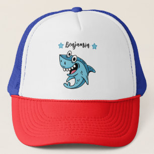 Casquette Ajouter un nom au cadeau d'anniversaire de requin,