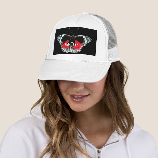 Casquette Ajouter une image Bouton blanc de texte Imprimé Él (En situation)