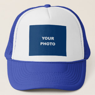 Casquette Ajouter Votre Image Photo Logo Blanc Royal Blue