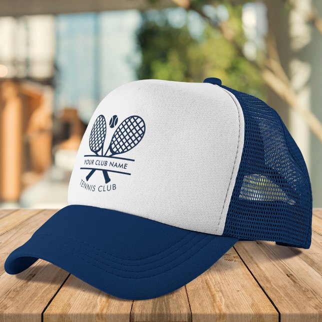 Casquette Ajouter Votre Nom Club Tennis Icônes Marine Bleu (Add Your Club Name Tennis Icons Navy Blue Trucker Hat)