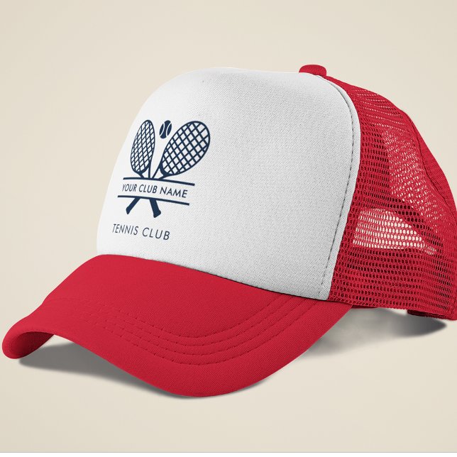 Casquette Ajouter Votre Nom Club Tennis Team Navy Blue Custo (Lawn Tennis Club Trucker Hat Swag Red and White)