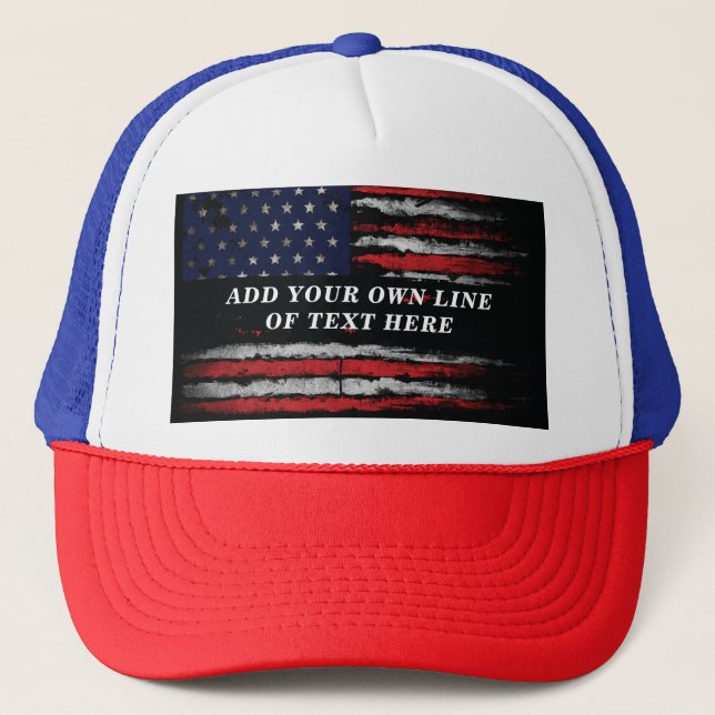 Casquette Ajouter votre propre texte sur grunge American fla (Devant)