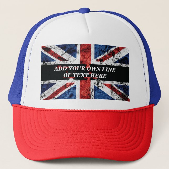Casquette Ajouter votre texte sur le drapeau anglais Jeu d'o (Devant)