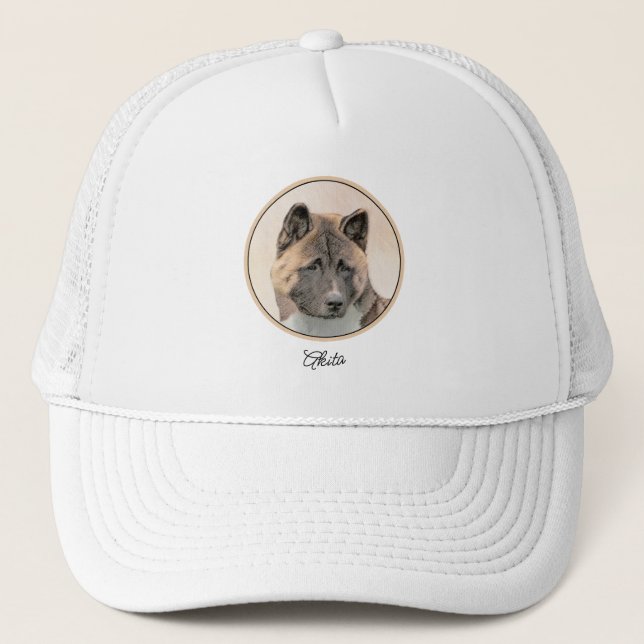 Casquette Akita Peinture - Cute Original Chien Art (Devant)