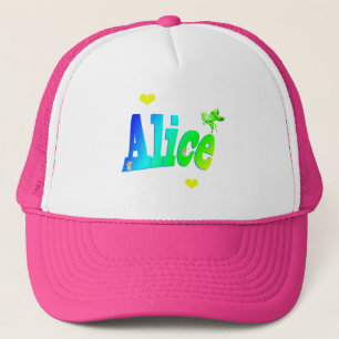 Casquette Alice, Girls Nom Logo Avec Coeurs,