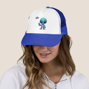 Casquette Alien de paix mignon et vaisseau spatial