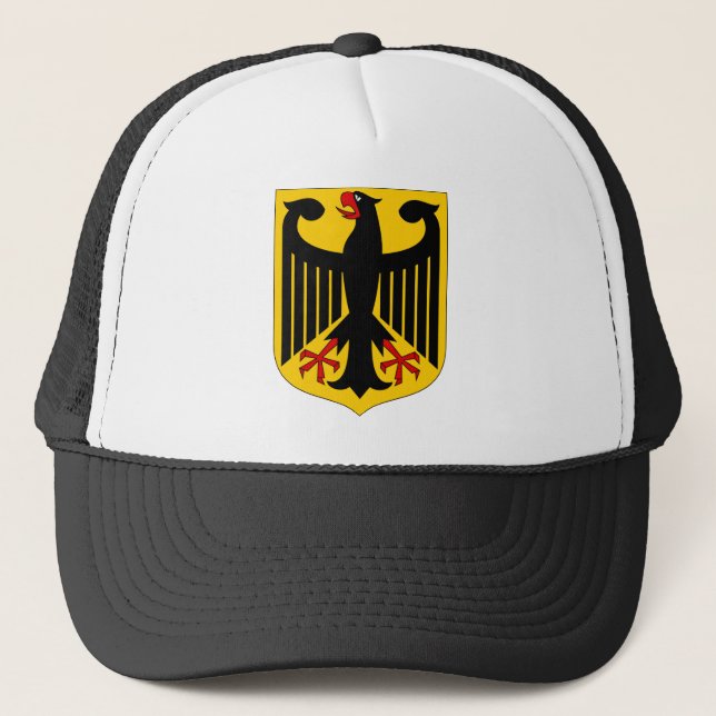 Casquette Allemand Eagle sur le bouclier jaune (Devant)