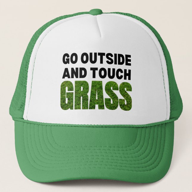 Casquette ALLER À L'EXTÉRIEUR DE TOUCH GRASS Humour drôle (Devant)