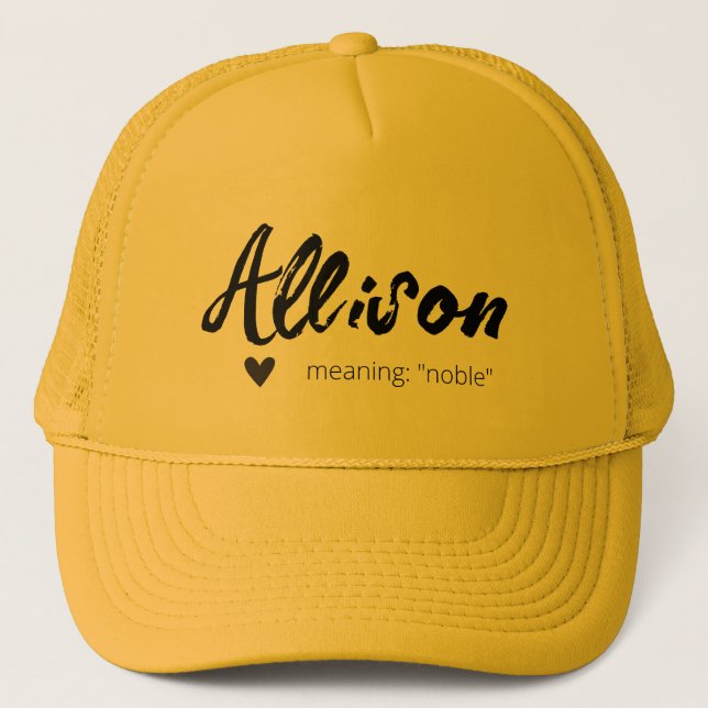 Casquette Allison Nom Signification Minimal moderne Black Gi (Devant)