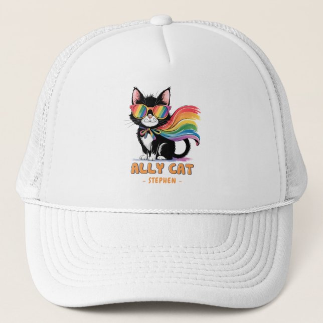 Casquette Ally Cat - Rainbow Cat LGBTQ Pride (Devant)