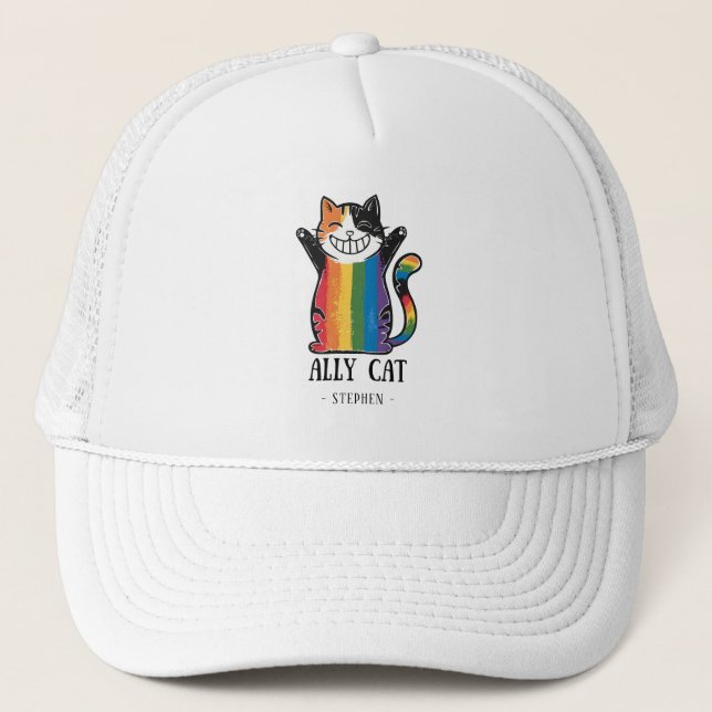 Casquette Ally Cat - Rainbow Cat LGBTQ Pride (2) (Devant)