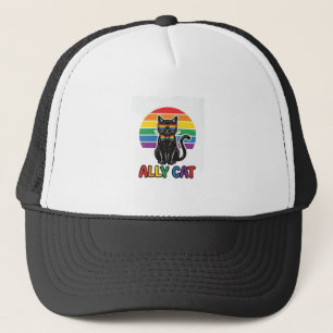 Casquette Ally Cat Rainbow Pride Vintage Chat T-Shirt Design