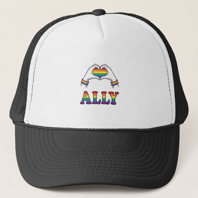 Casquette Ally Rainbow Hands Heart Vintage Pride Conception  (Devant)