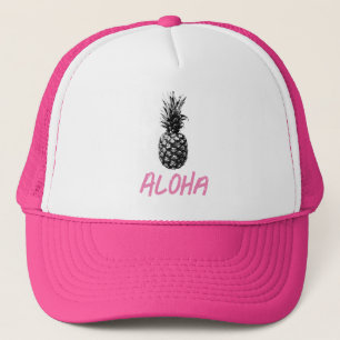 Casquette Aloha élégant rose et blanc Aiguille tropicale