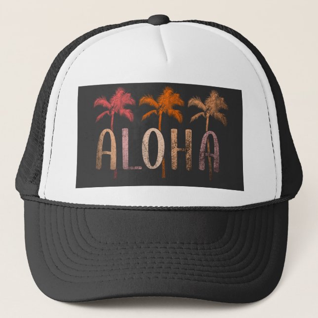 Casquette Aloha noir et blanc élégant (Devant)