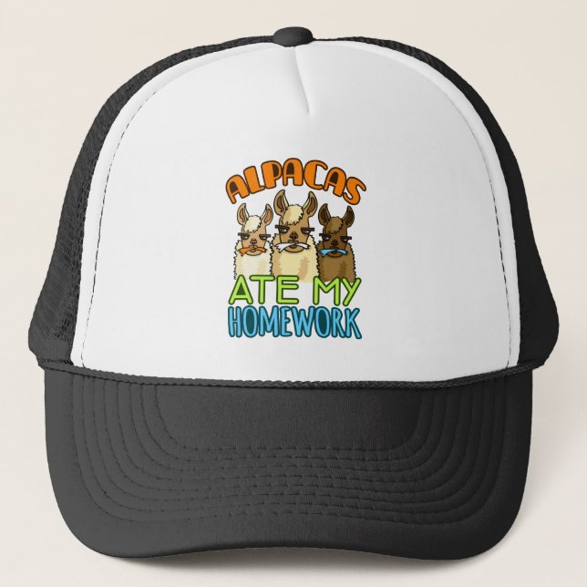 Casquette Alpacas Ate My Homework Funky Alpaca Lover (Devant)