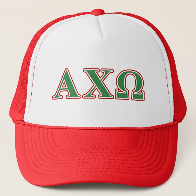Casquette Alphi Chi Omega Lettres Vertes et Rouges (Devant)