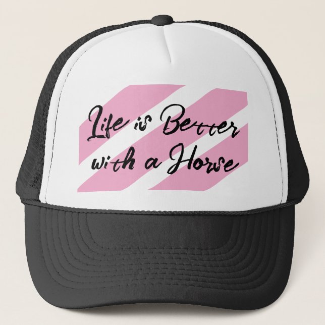 Casquette Amateur de cheval blanc rose (Devant)