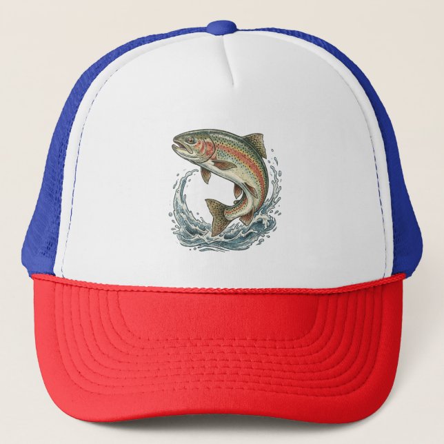 Casquette Amateur de pêche - Conception de pêche à la truite (Devant)