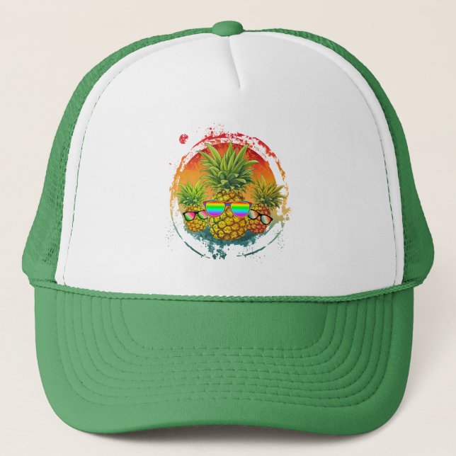 Casquette Ambiance d'été drôle à l'ananas (Devant)