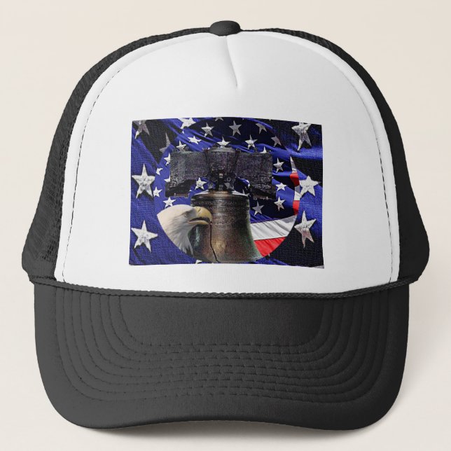 Casquette American Bald Eagle, Bell et drapeau (Devant)
