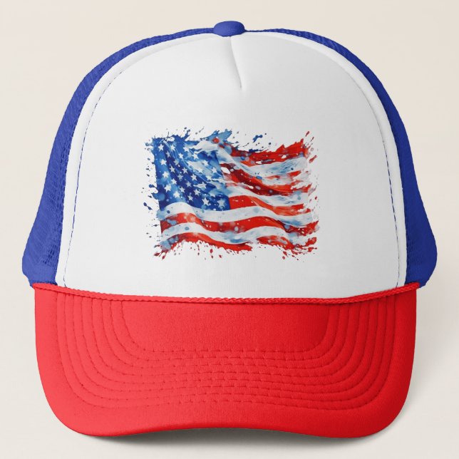 Casquette American Flag USA Watercolor 4 juillet (Devant)