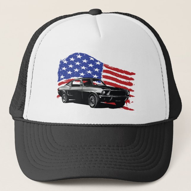 Casquette American Muscle Car Avec Drapeau Américain (Devant)