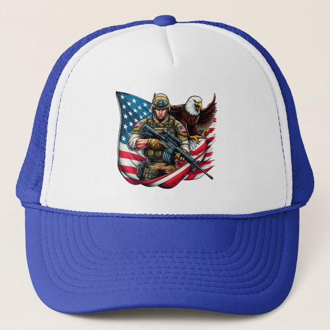 Casquette American Soldier Eagle USA Drapeau Patriotique Art (Devant)