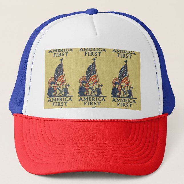 Casquette Amérique d'abord drapeau américain Patriotes texte (Devant)