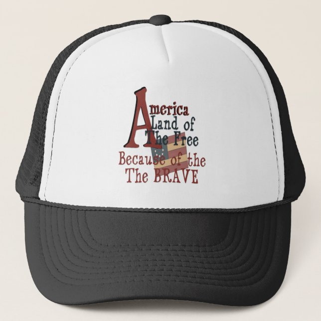Casquette AMÉRIQUE - Terre des Libres à cause des courageux (Devant)