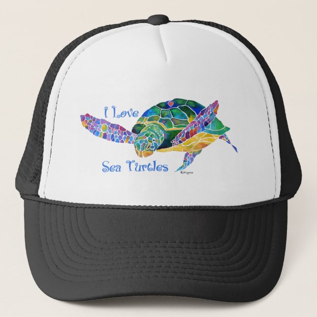 Casquette Amour de tortue de mer une tortue (Devant)