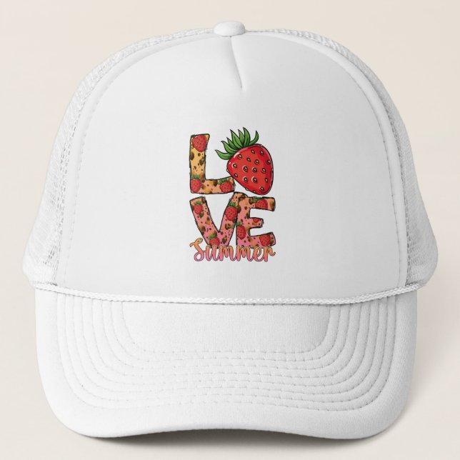 Casquette Amour et été | Rose et Brown | Fraise fraîche (Devant)