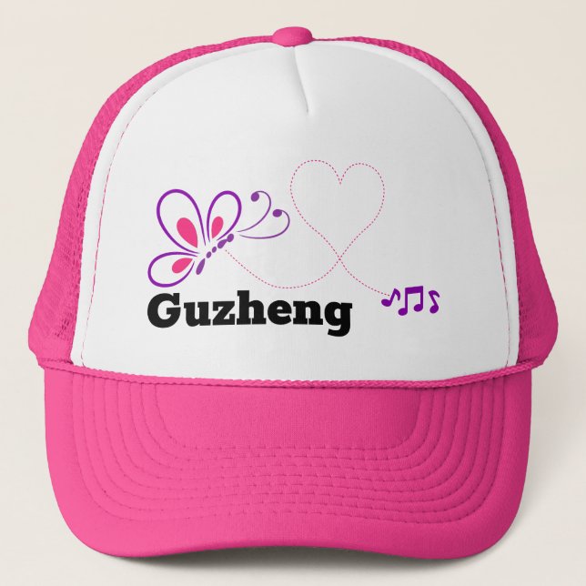 Casquette Amour Guzheng rose papillon pourpre Coeur (Devant)