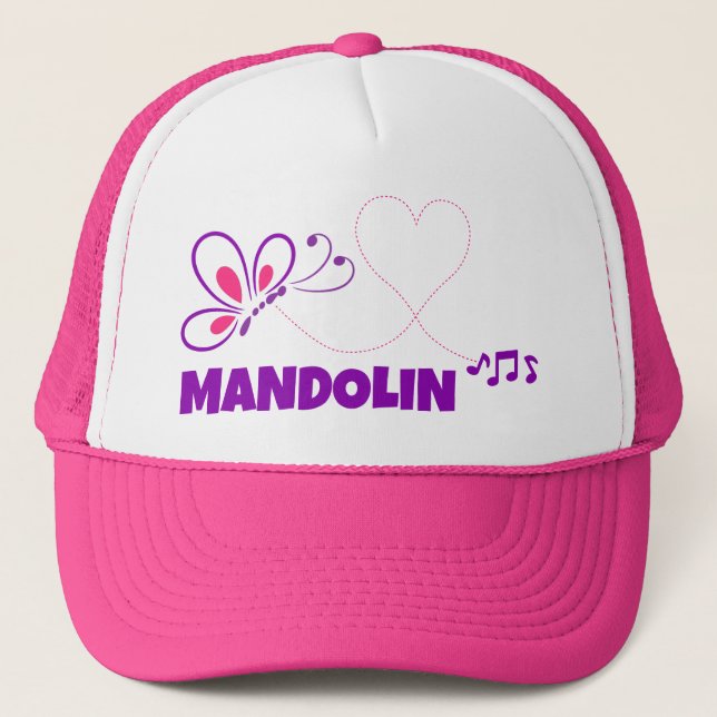 Casquette Amour Mandoline Rose Papillon Violet Cœur (Devant)