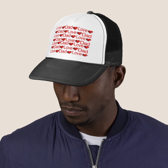 Casquette Amour Papa Red Hearts Trucker Chapeau (En situation)