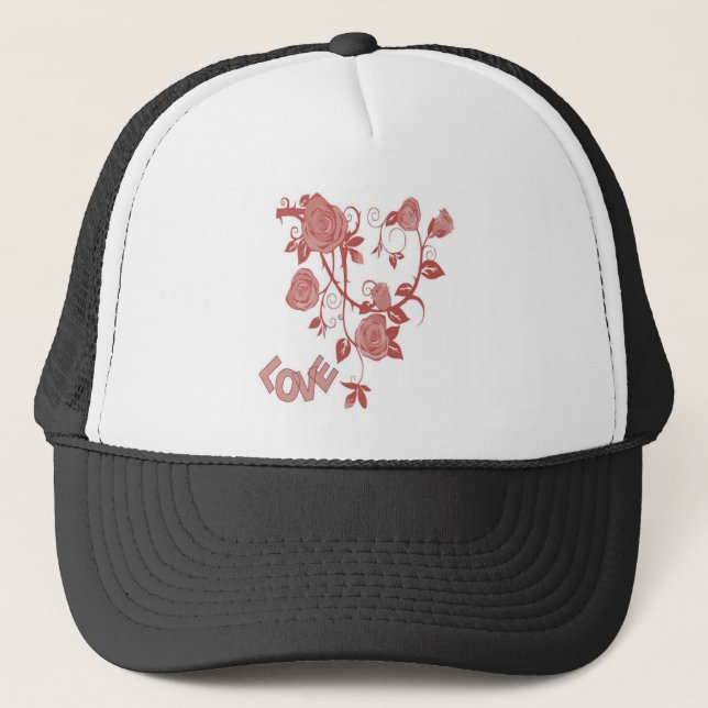 Casquette Amour rose floral (Devant)