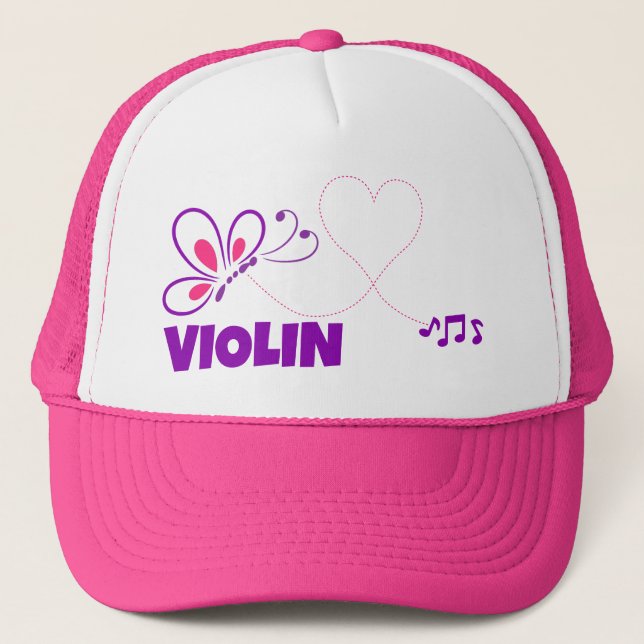Casquette Amour Violon Papillon Rose Violet Cœur (Devant)