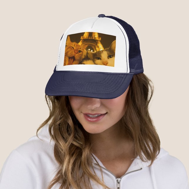 Casquette Amoureux de la team de chat de nuit à Paris        (En situation)