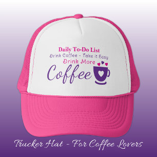 Casquette Amoureux du café, prenez les choses calmement rose