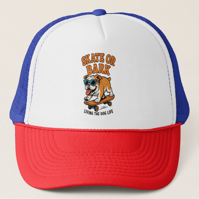 Casquette Amusant Chien Skateboard Design (Devant)