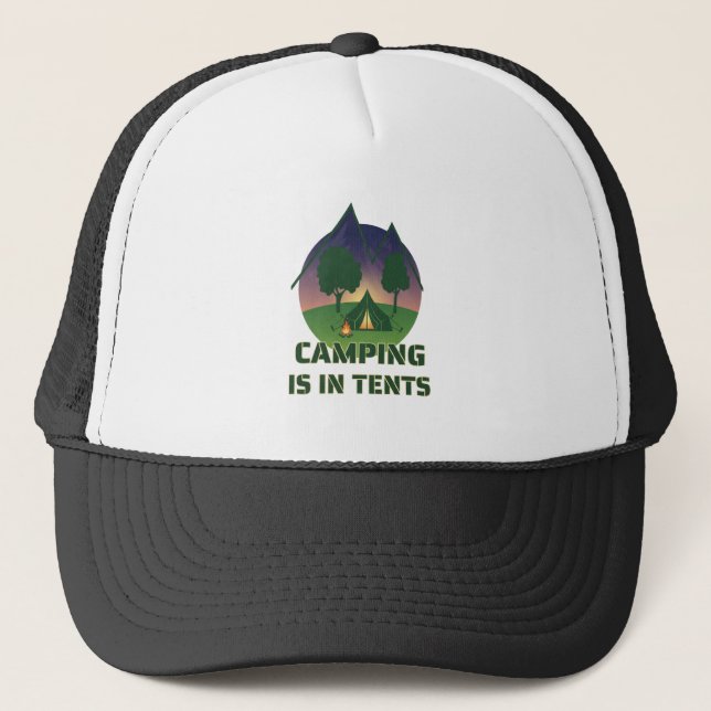 Casquette Amusant "Le Camping Est Dans Les Tentes" Pun D'Ave (Devant)