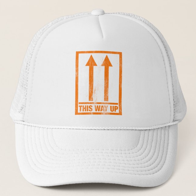 Casquette amusant signe "This way up" (Devant)