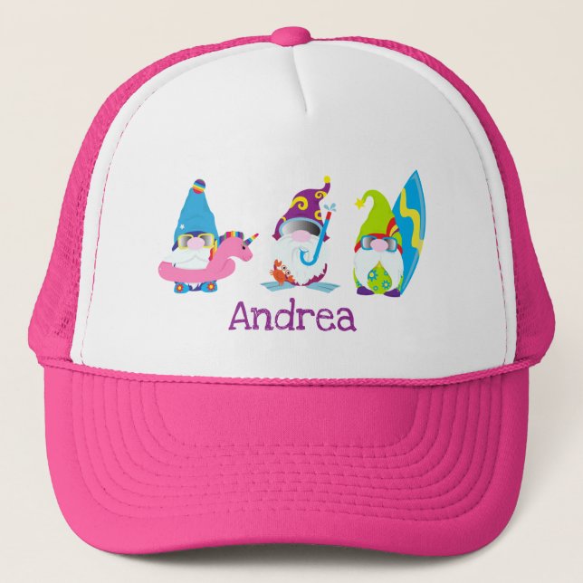 Casquette Amusante plage de Gnomes d'été personnalisée (Devant)