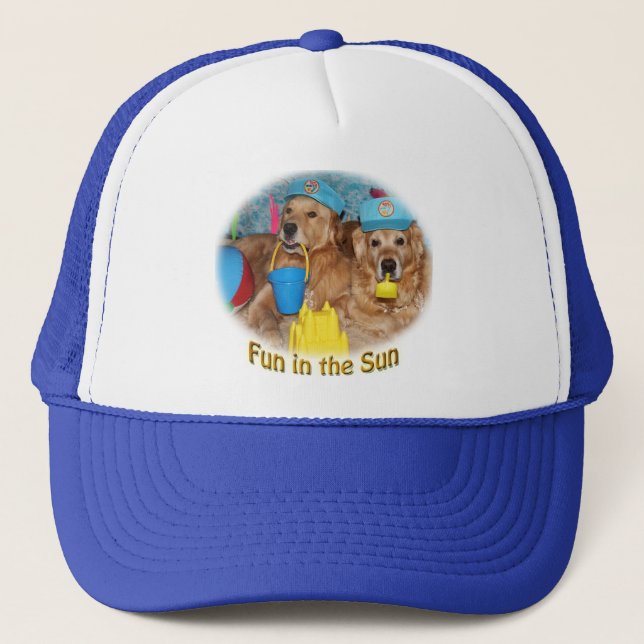 Casquette Amusement de golden retriever au soleil (Devant)