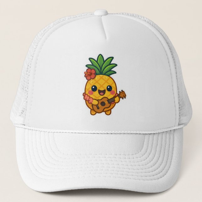 Casquette Ananas souriant Kawaii - Tropical (Devant)
