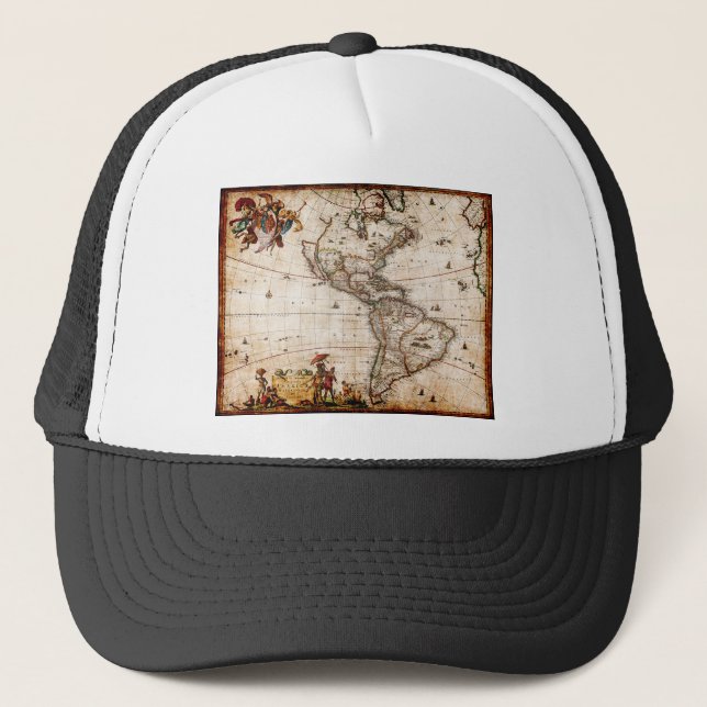 Casquette Ancienne carte du continent américain (Devant)